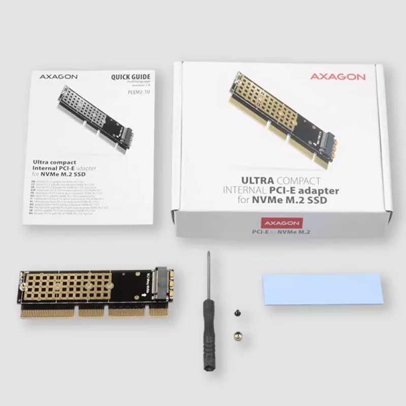 Adaptador de slot M.2 NVMe M-Key Axagon PCEM2-1U PCIe x16/x8/x4 1U