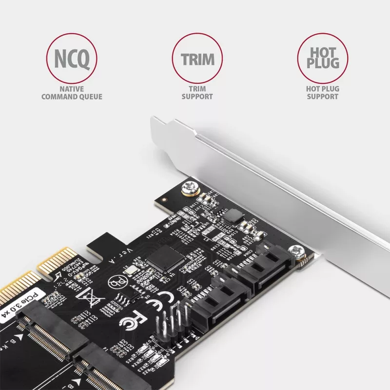 Controlador PCIe Axagon PCES-SA4M2 2 portas SATA 6G internas + placas/adaptadores M.2 B-Key M.2, SATA