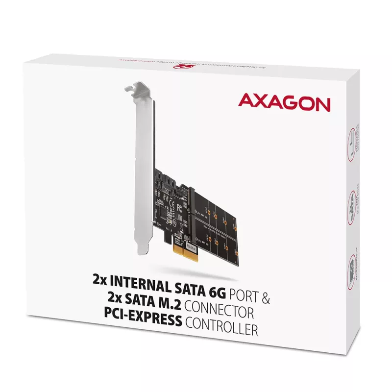Controlador PCIe Axagon PCES-SA4M2 2 portas SATA 6G internas + placas/adaptadores M.2 B-Key M.2, SATA