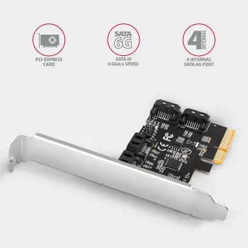 Controlador PCIe Axagon PCES-SA4X4 - 4 portas SATA 6G internas, ASM1164, SP & LP