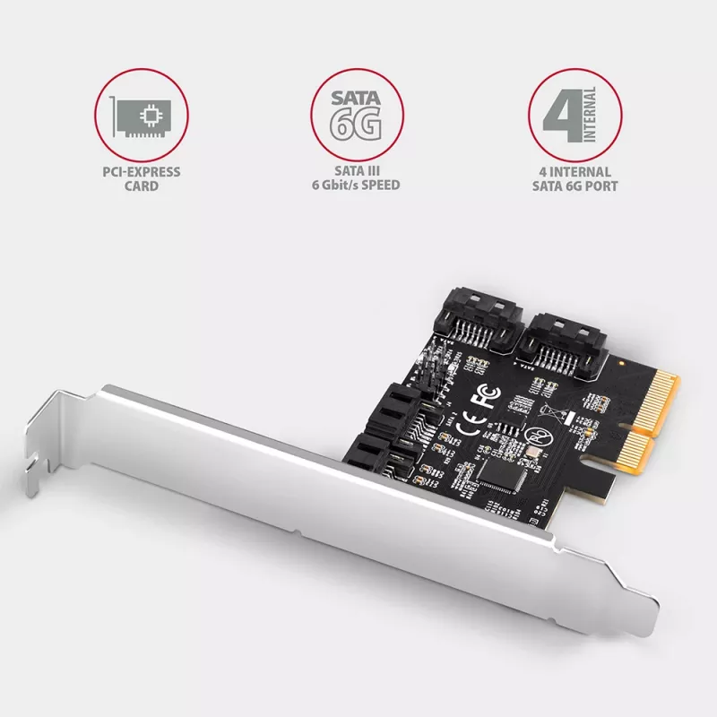 Controlador PCIe Axagon PCES-SA4X4 - 4 portas SATA 6G internas, ASM1164, SP & LP