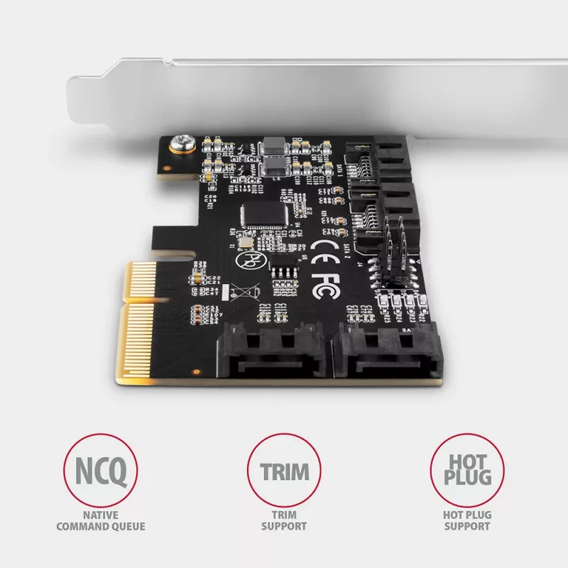 Controlador PCIe Axagon PCES-SA4X4 - 4 portas SATA 6G internas, ASM1164, SP & LP