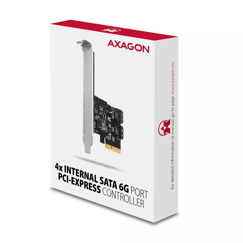 Controlador PCIe Axagon PCES-SA4X4 - 4 portas SATA 6G internas, ASM1164, SP & LP