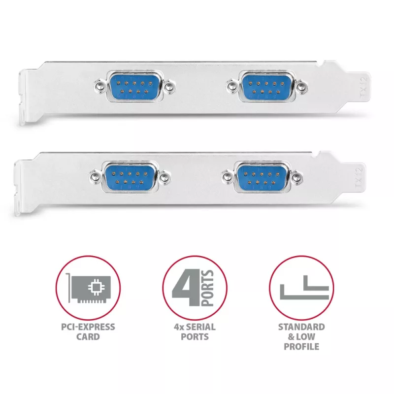 Axagon PCEA-S4N PCIe - adaptador de 4 portas série 250 kbps com SP e LP