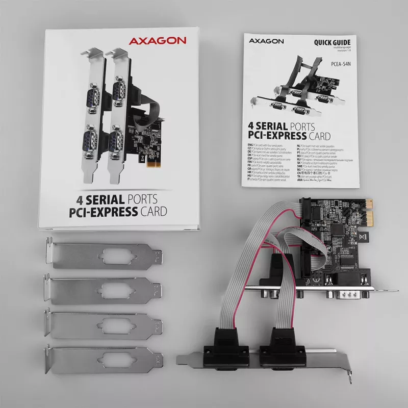 Axagon PCEA-S4N PCIe - adaptador de 4 portas série 250 kbps com SP e LP