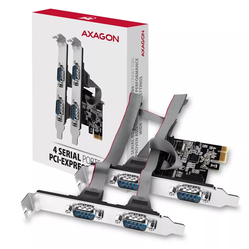 Axagon PCEA-S4N PCIe - adaptador de 4 portas série 250 kbps com SP e LP