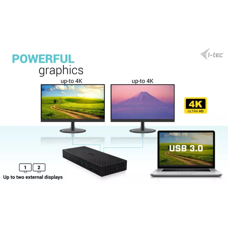 Estação de acoplamento i-tec USB 3.0 / USB-C / Thunderbolt, 3x 4K Gen 2 + Power Delivery 100W