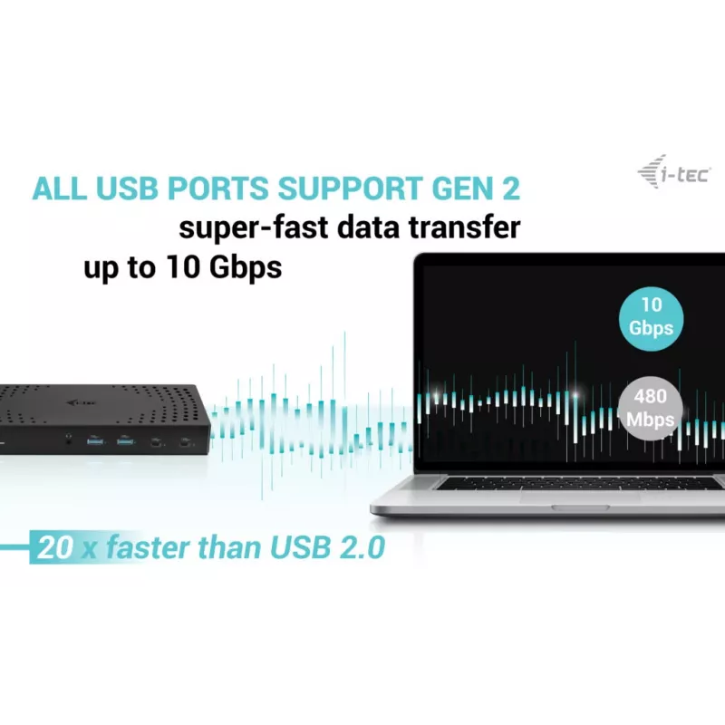 Estação de acoplamento i-tec USB 3.0 / USB-C / Thunderbolt, 3x 4K Gen 2 + Power Delivery 100W