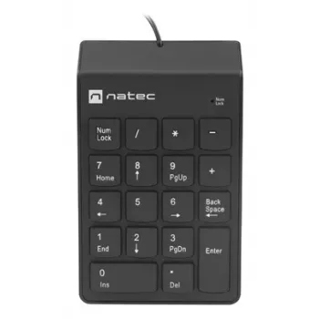 Teclado numérico NATEC GOBY 2 USB 18 teclas membrana preto — USB com fios, 18 teclas, cabo de 1,5 m, caixa em ABS