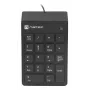 NATEC Goby 2 NKL-2022 teclado numérico, com fio USB, 18 teclas, de membrana, cabo de 1,5 m, preto