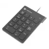 NATEC Goby 2 NKL-2022 teclado numérico, com fio USB, 18 teclas, de membrana, cabo de 1,5 m, preto