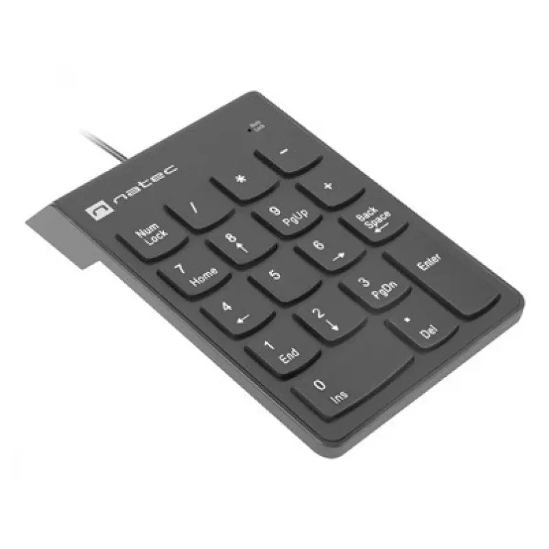 NATEC Goby 2 NKL-2022 teclado numérico, com fio USB, 18 teclas, de membrana, cabo de 1,5 m, preto