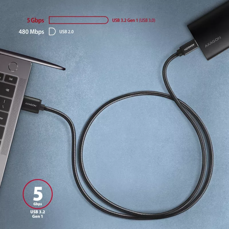Cabo USB Axagon BUCM3-AM15AB USB 3.2 Gen 1 1,5m USB-C USB-A preto
