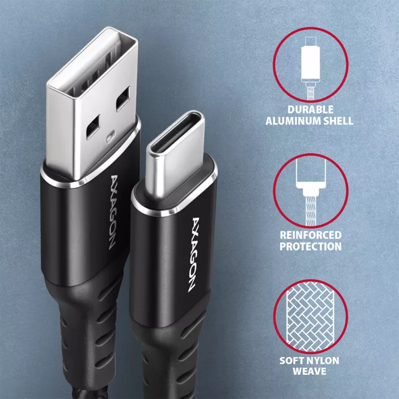 Cabo Axagon BUCM-AM10AB HQ USB-C USB-A 1 m