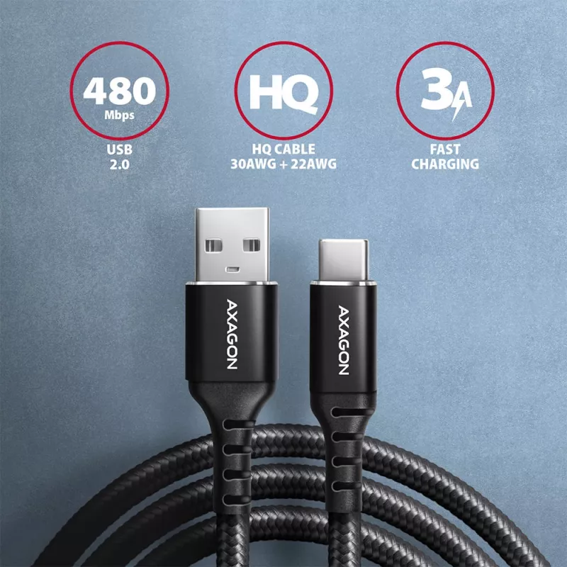 Cabo USB Axagon BUCM-AM15AB USB 2.0 1,5 m USB A USB C preto