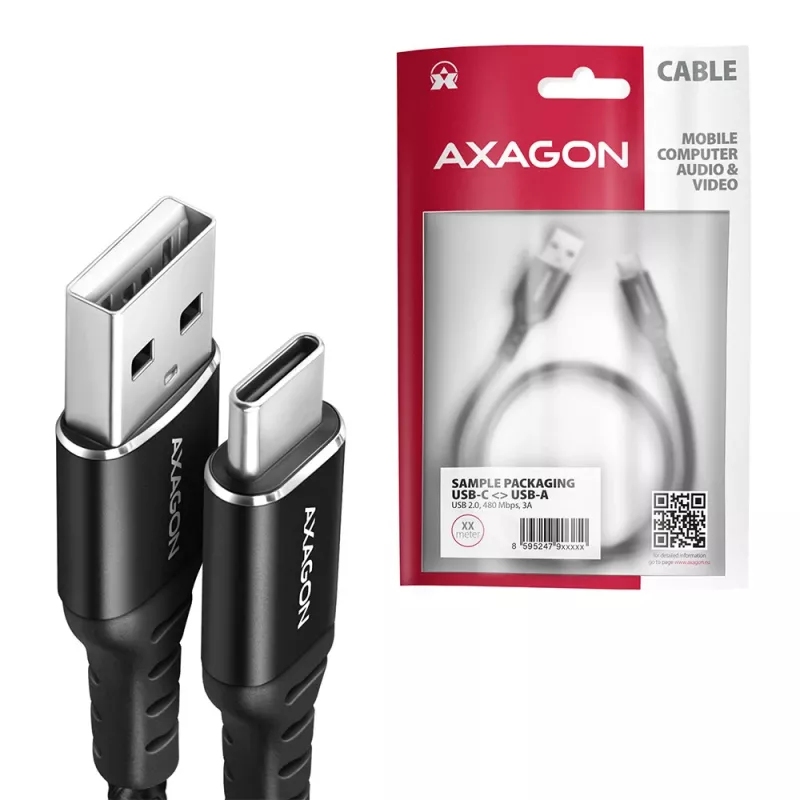 Cabo USB Axagon BUCM-AM15AB USB 2.0 1,5 m USB A USB C preto