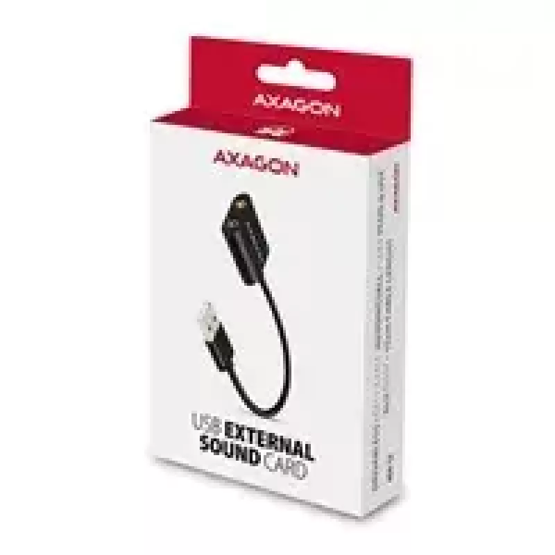 Adaptador de áudio USB externo AXAGON ADA-12 com 1x jack de 3,5 mm para auscultadores e microfone