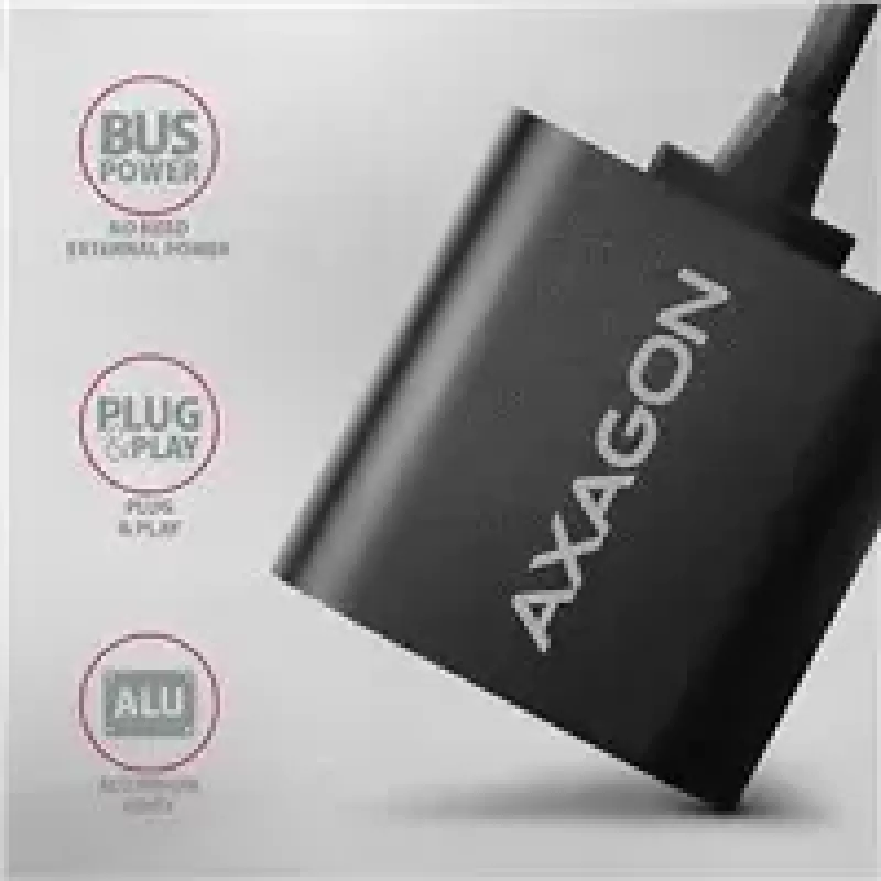 Adaptador de áudio USB externo AXAGON ADA-12 com 1x jack de 3,5 mm para auscultadores e microfone