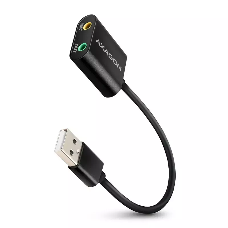 Adaptador de áudio USB externo AXAGON ADA-12 com 1x jack de 3,5 mm para auscultadores e microfone