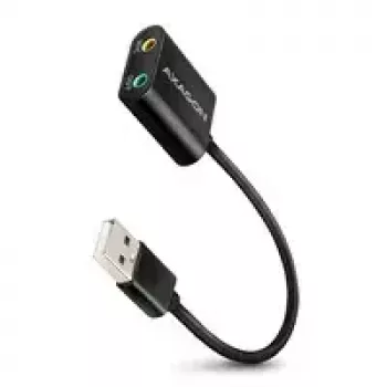 Adaptador de áudio USB externo AXAGON ADA-12 com 1x jack de 3,5 mm para auscultadores e microfone