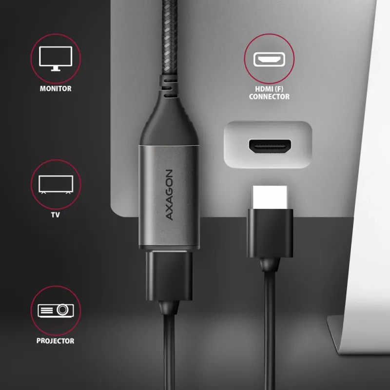 Adaptador Axagon RVC-HI2M USB-C -> HDMI 2.0a 4K/60Hz HDR10