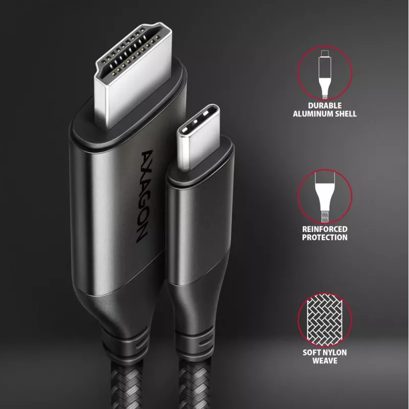 Cabo Axagon RVC-HI2MC USB-C -> HDMI 2.0a 1,8m, 4K/60Hz HDR10