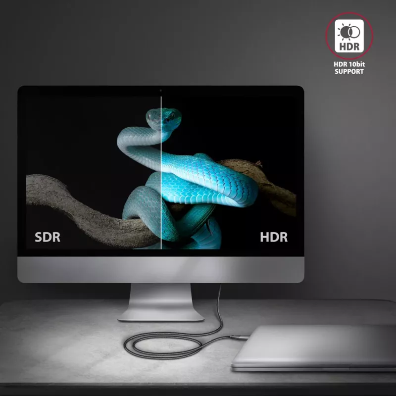 Cabo Axagon RVC-HI2MC USB-C -> HDMI 2.0a 1,8m, 4K/60Hz HDR10