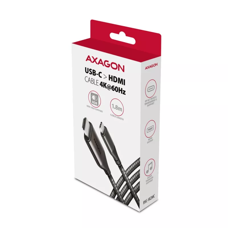 Cabo Axagon RVC-HI2MC USB-C -> HDMI 2.0a 1,8m, 4K/60Hz HDR10