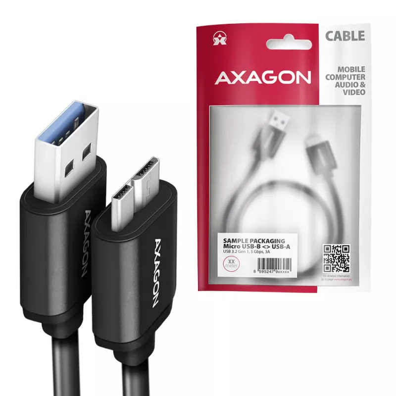 Cabo Axagon BUMM3-AM10AB SPEED Micro-B USB <> USB-A 3.2 Gen 1 1 m