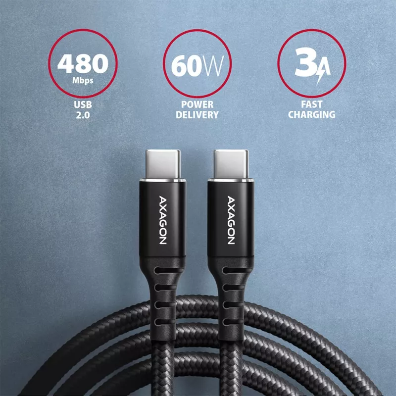 Cabo USB Axagon BUCM-CM10AB USB 2.0 1m USB C preto