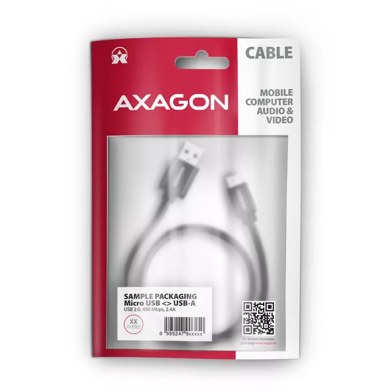 Cabo Axagon BUMM-AM10AB HQ Micro USB <-> USB-A, 1m, USB 2.0, 2,4A, ALU, trançado, preto