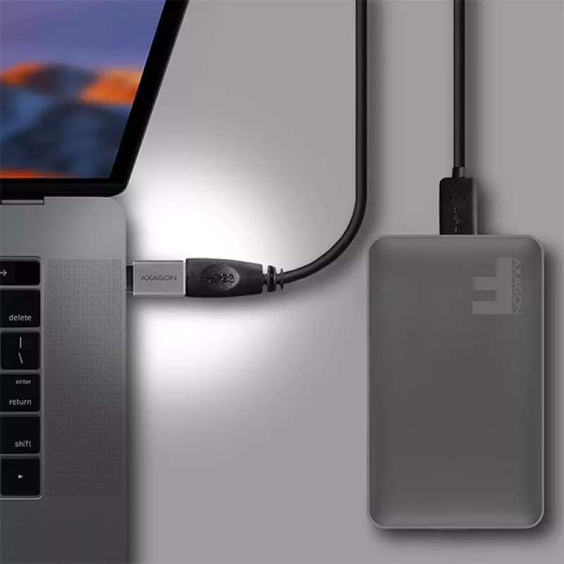 Adaptador Axagon RUCM-AFA USB-C (M) -> USB-A (F), USB 3.2 Gen 2, 3A, ALU