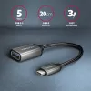 Adaptador de cabo Axagon RUCM-AFAC USB-C (M) -> USB-A (F), 20cm, USB 3.2 Gen 1, 3A, ALU