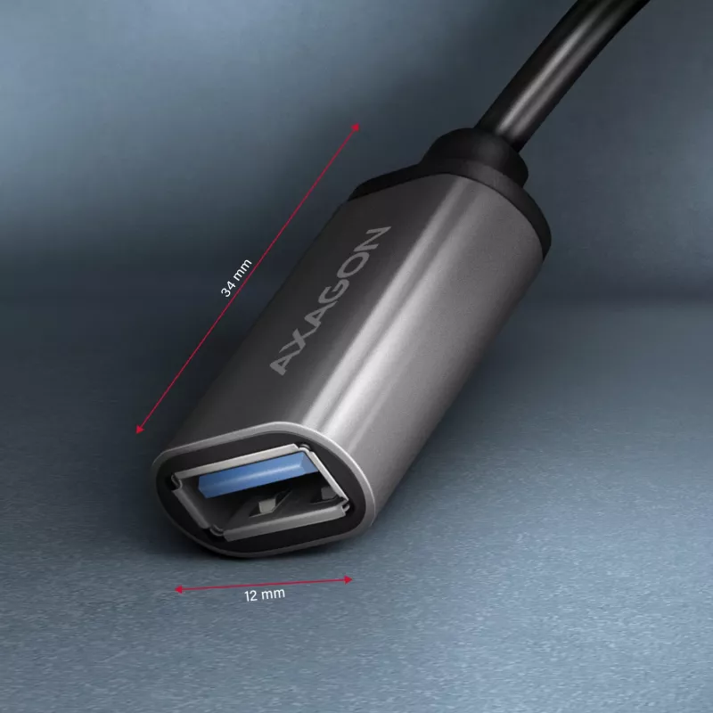 Adaptador de cabo Axagon RUCM-AFAC USB-C (M) -> USB-A (F), 20cm, USB 3.2 Gen 1, 3A, ALU