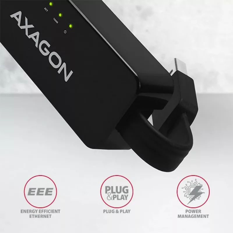 AXAGON ADE-XR adaptador de USB 2.0 Type-A para Fast Ethernet 10/100, RJ-45, Realtek RTL8152, preto, 23 g