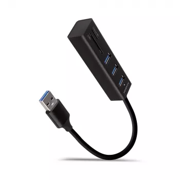 Hub multiporta Axagon HMA-CR3A em metal USB 3.2 Gen 1 com três portas USB e leitor de cartões