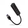 Hub multiporta Axagon HMA-CR3A em metal USB 3.2 Gen 1 com três portas USB e leitor de cartões