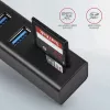 Hub multiporta Axagon HMA-CR3A em metal USB 3.2 Gen 1 com três portas USB e leitor de cartões