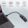 Hub multiporta Axagon HMA-CR3A em metal USB 3.2 Gen 1 com três portas USB e leitor de cartões