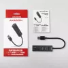 Hub multiporta Axagon HMA-CR3A em metal USB 3.2 Gen 1 com três portas USB e leitor de cartões