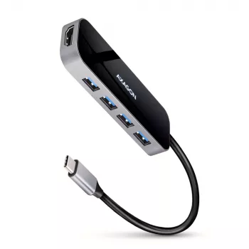 Hub Axagon HMC-6H4A USB 3.2 Gen 1, 4x USB-A, HDMI 4K/30Hz, PD 100W, cabo USB-C de 20 cm