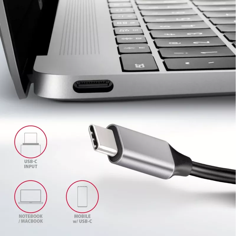 Hub Axagon HMC-6H4A USB 3.2 Gen 1, 4x USB-A, HDMI 4K/30Hz, PD 100W, cabo USB-C de 20 cm