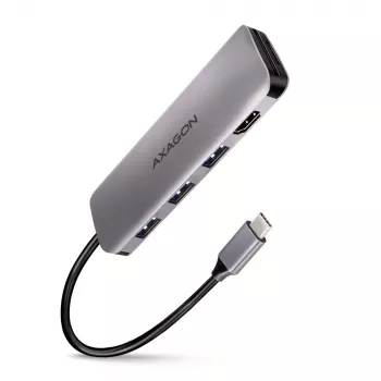 Hub Axagon HMC-HCR3A 3x USB-A + HDMI + SD/microSD USB-C 3.2 Gen 1, cabo de 20 cm, USB 3.2 Gen 1 (3.1 Gen 1) Type-C, cinzento