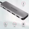 Hub Axagon HMC-HCR3A 3x USB-A + HDMI + SD/microSD USB-C 3.2 Gen 1, cabo de 20 cm, USB 3.2 Gen 1 (3.1 Gen 1) Type-C, cinzento