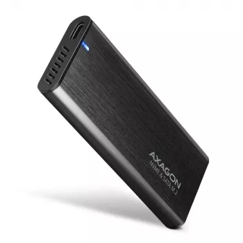 Caixa externa Axagon EEM2-SB2 USB-C 3.2 Gen 2 em metal para discos SSD M.2 NVMe e SATA. Sem parafusos