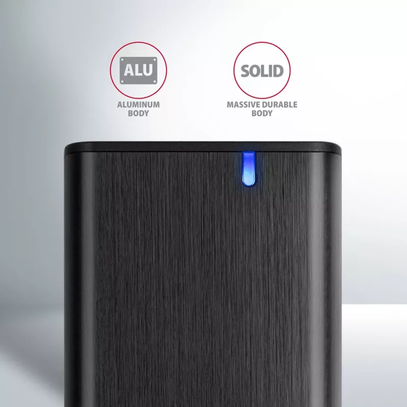Caixa externa Axagon EEM2-SB2 USB-C 3.2 Gen 2 em metal para discos SSD M.2 NVMe e SATA. Sem parafusos