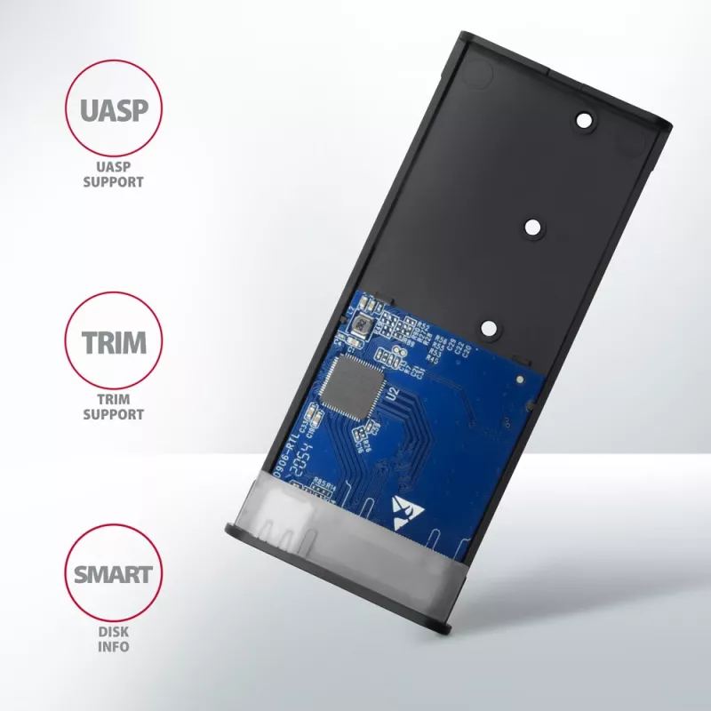 Caixa externa Axagon EEM2-SB2 USB-C 3.2 Gen 2 em metal para discos SSD M.2 NVMe e SATA. Sem parafusos