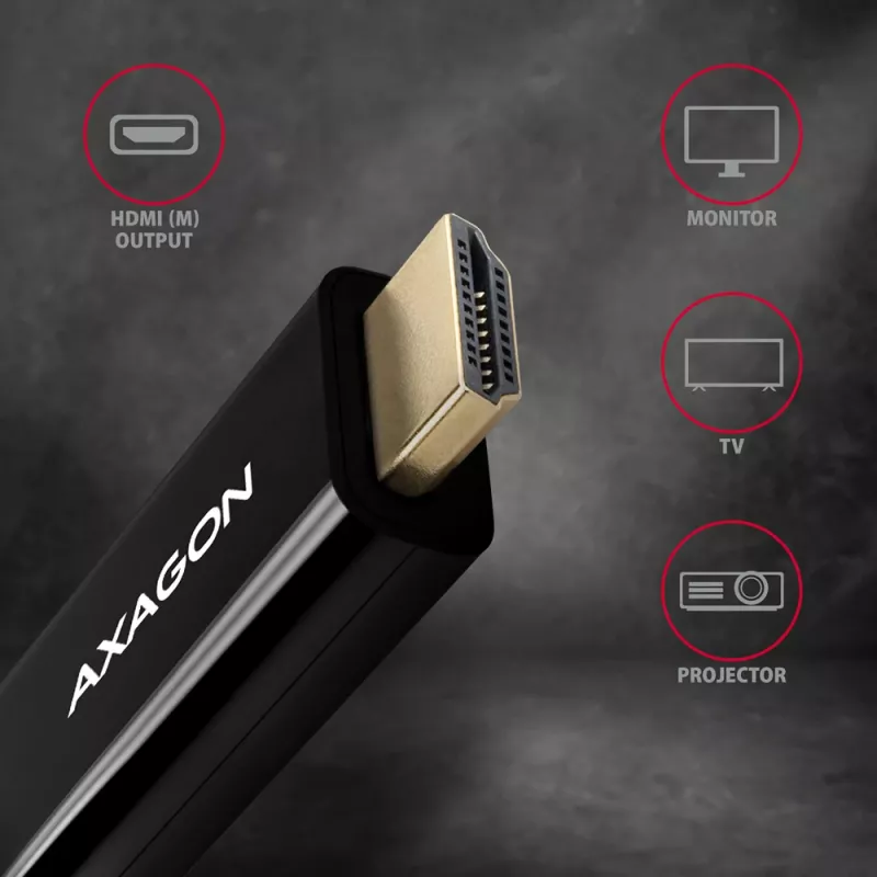 Cabo adaptador Axagon RVDM-HI14C2 Mini DisplayPort para HDMI 4K 30Hz 1,8 m