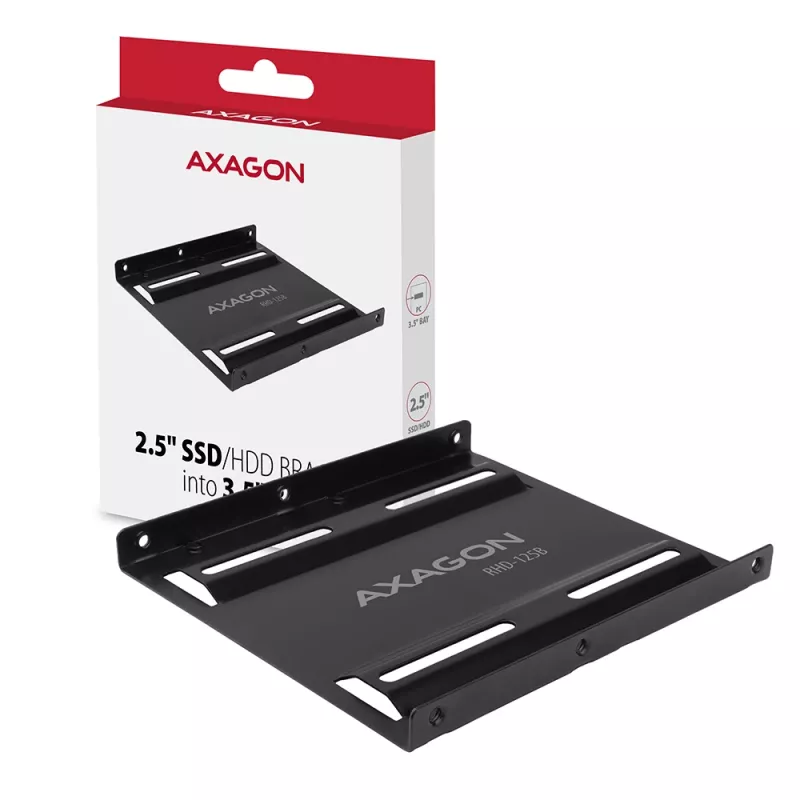 Moldura de montagem Axagon RHD-125B para 1x 2,5 polegadas em baía de 3,5 polegadas - metal preto