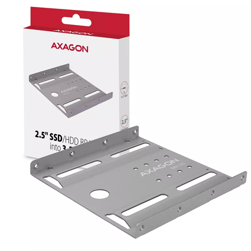 Suporte Axagon RHD-125S para 1x disco HDD/SSD de 2,5 polegadas em baía de 3,5 polegadas, metal, cinzento